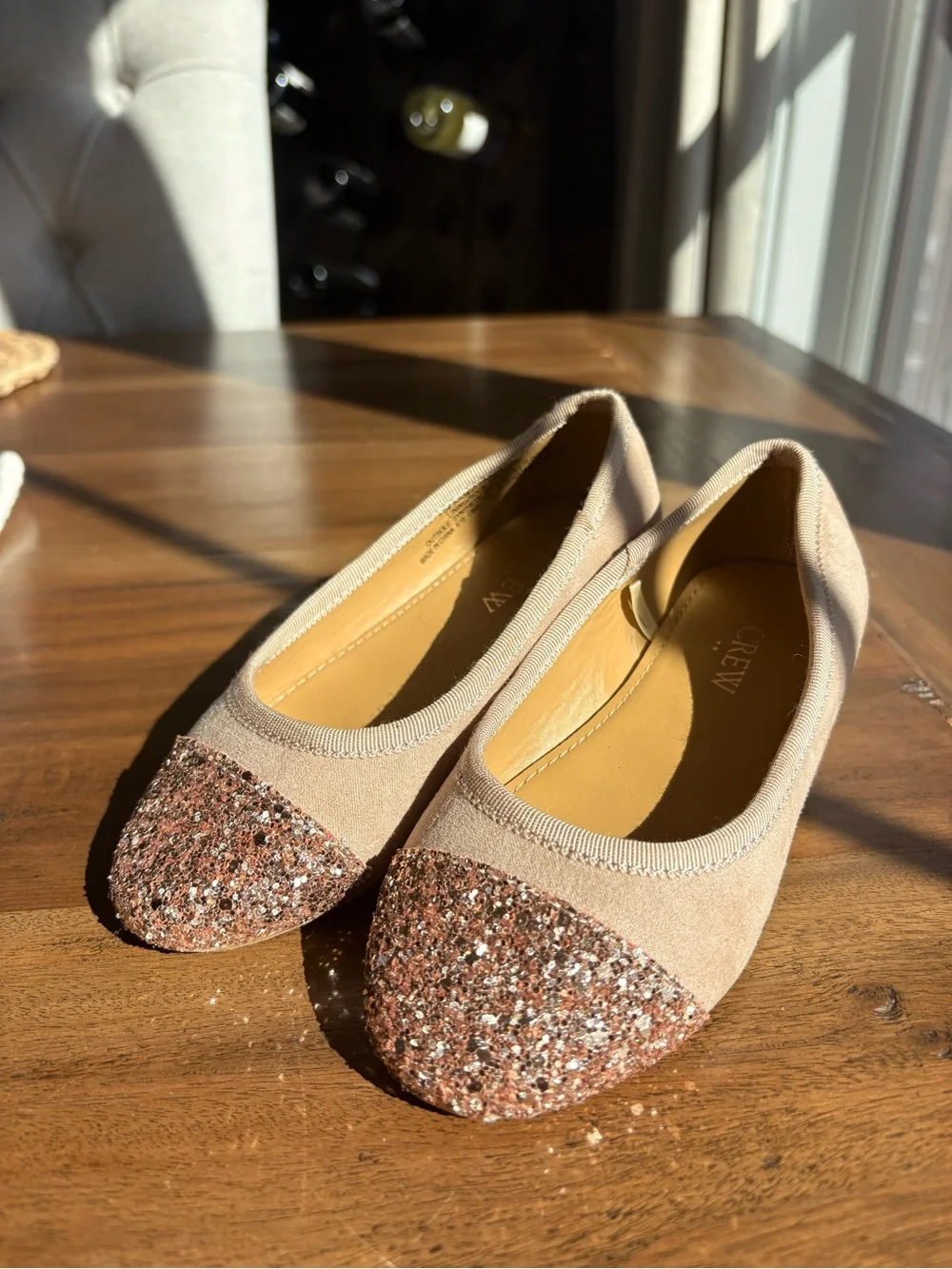 Crewcuts by J Crew Glitter Cap-Toe Ballet Flats- never worn